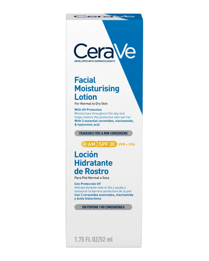 CeraVe Loção Facial Hidratante SPF 
PARA PELE NORMAL A SECA
SEM ÓLEO