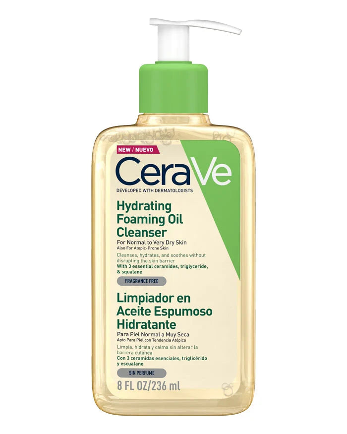 CeraVe Óleo-Espuma de Limpeza Hidratante PARA PELE NORMAL A MUITO SECA COM ESQUALANO E TRIGLICÉRIDOS