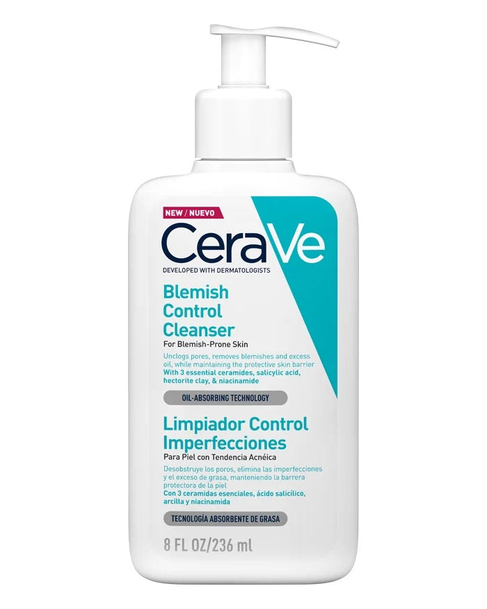 CeraVe Gel de Limpeza Controlo de Imperfeições PARA PELE COM TENDÊNCIA ACNEICA TECNOLOGIA DE ABSORÇÃO DE ÓLEO